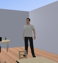 a 3d image of a man standing in a room